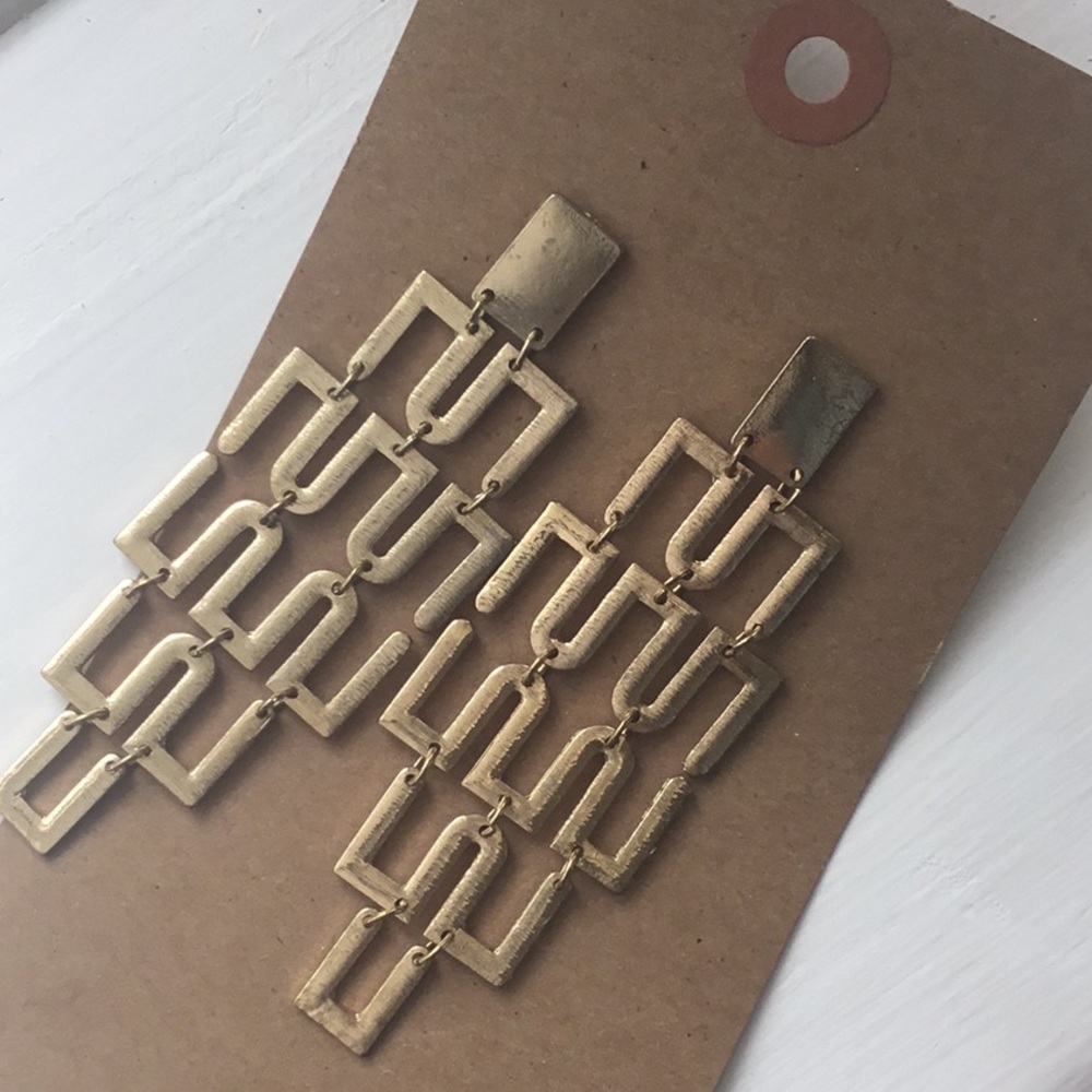Oversized gold tone vintage 90s metal earrings